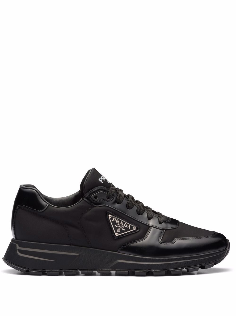 PRADA Women's Sneaker in Brushed Leather and Recycled Nylon