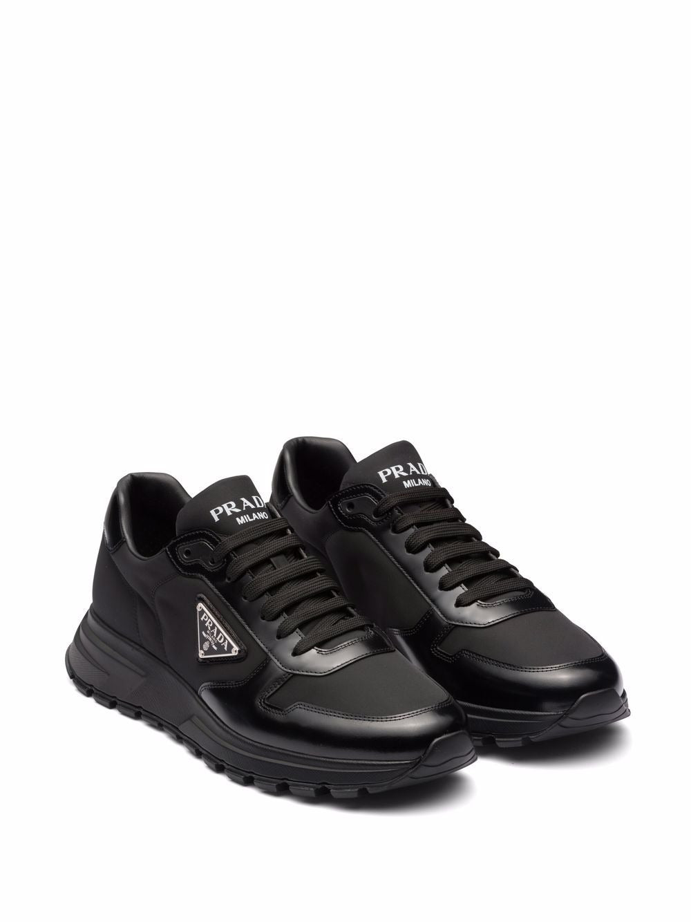 PRADA Women's Sneaker in Brushed Leather and Recycled Nylon