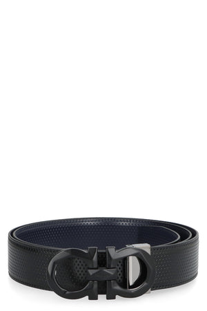 Ferragamo Reversible Leather Belt with Metal Buckle - 3.5 cm Height