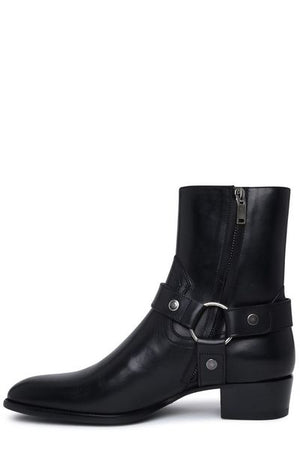 SAINT LAURENT Smooth Leather Wyatt Harness Boots - 4cm Heel