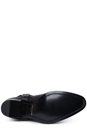 SAINT LAURENT Smooth Leather Wyatt Harness Boots - 4cm Heel