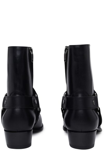 SAINT LAURENT Smooth Leather Wyatt Harness Boots - 4cm Heel