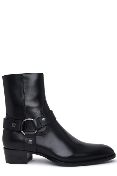 SAINT LAURENT Smooth Leather Wyatt Harness Boots - 4cm Heel