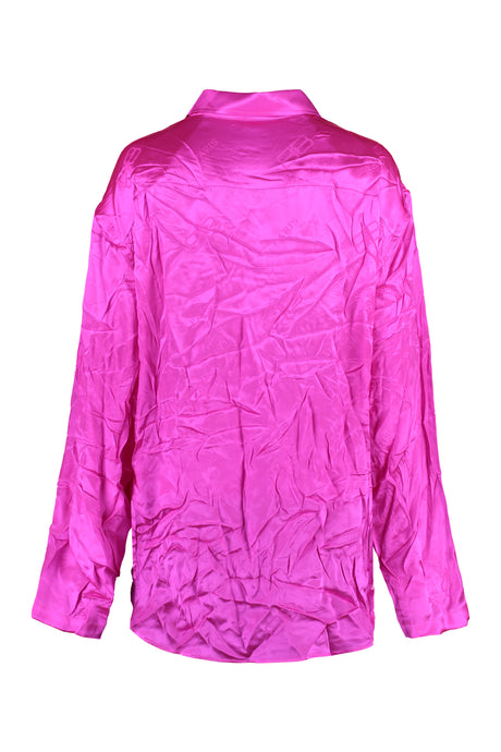 BALENCIAGA Fuchsia Creased Silk Shirt for FW23