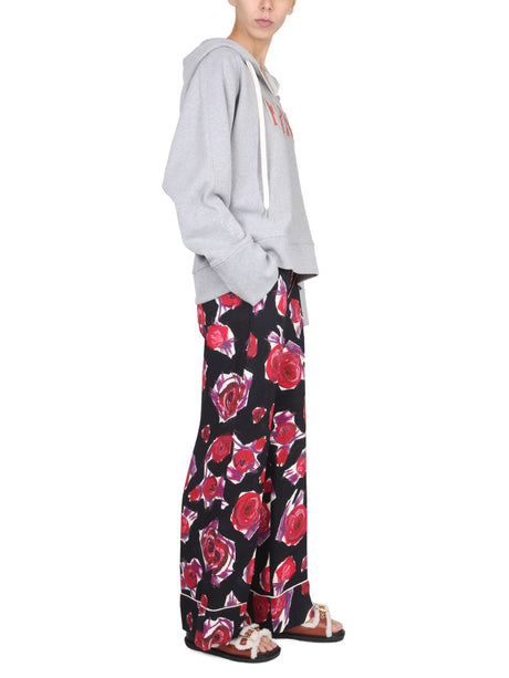 MARNI Floral Patterned Pajama Pants with Elastic Waistband for Women