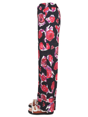 MARNI Floral Patterned Pajama Pants with Elastic Waistband for Women