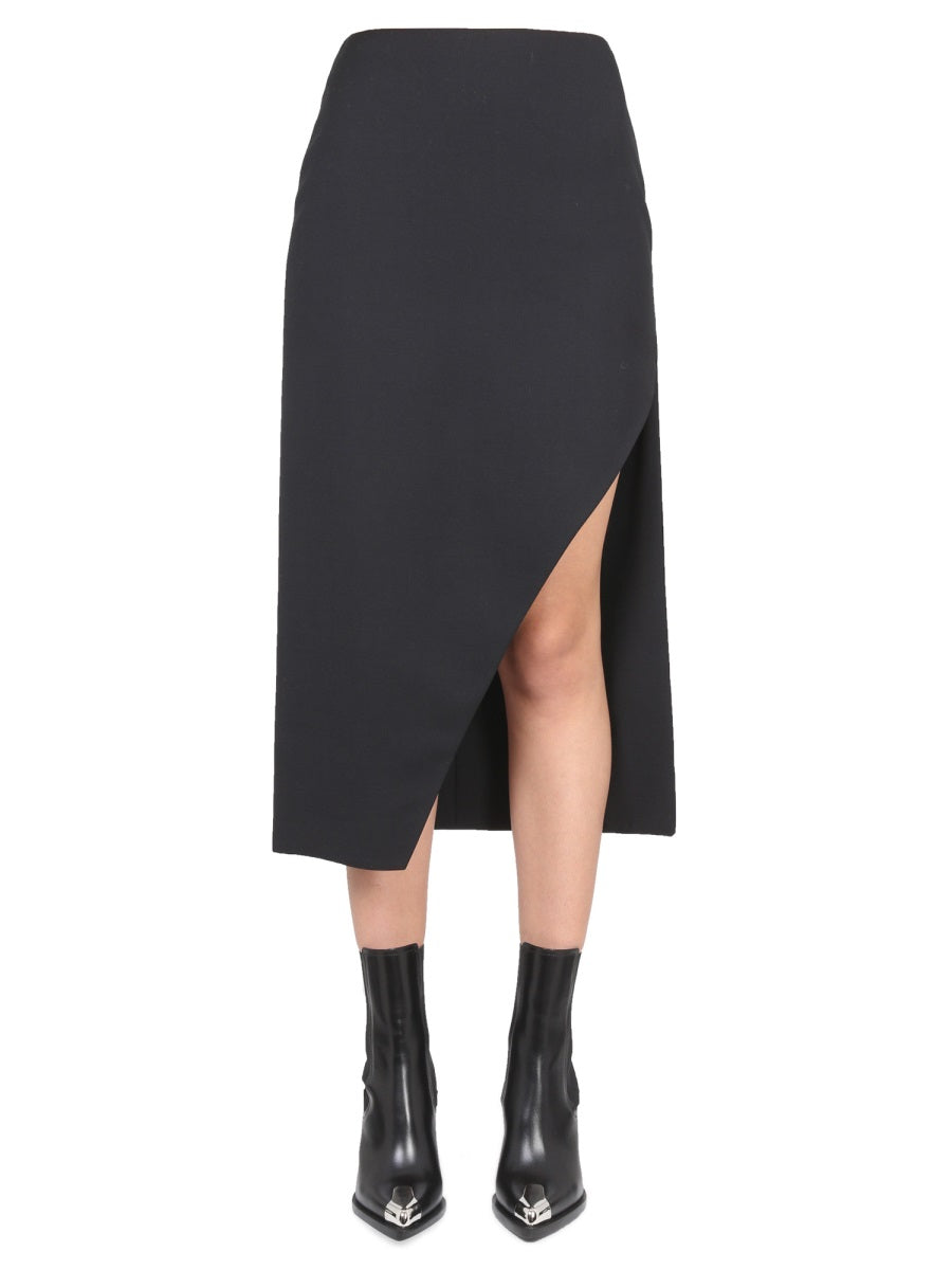 ALEXANDER McQUEEN Chic Wool and Mohair Mini Skirt with Wide Side Slit