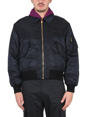 VERSACE Stylish Bomber Jacket with Applied Logo for Men