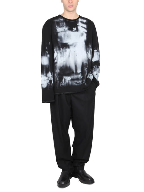 BALMAIN Creeping Tie Dye Pattern Crewneck Sweatshirt