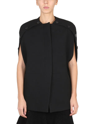 JIL SANDER Elegant Wool Cape with Round Neckline