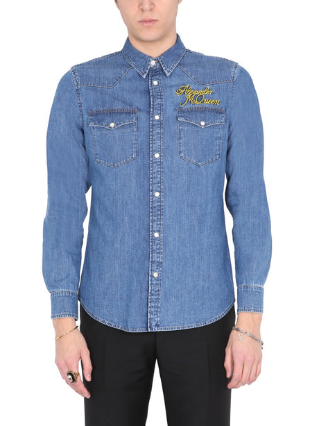 ALEXANDER MCQUEEN Classic Embroidered Logo Shirt for Men - SS22