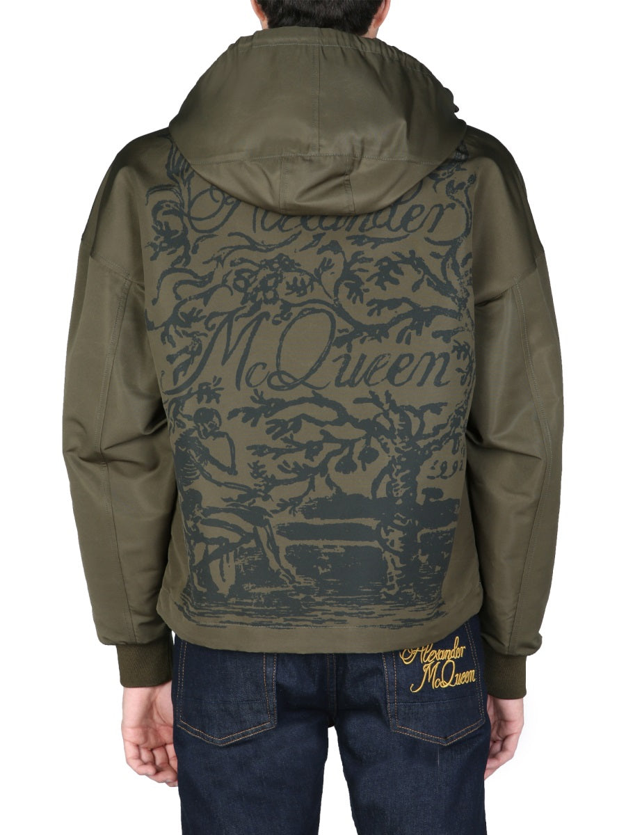 ALEXANDER MCQUEEN Blake Painting Jacket with Hooded High Neck - Men's Outerwear