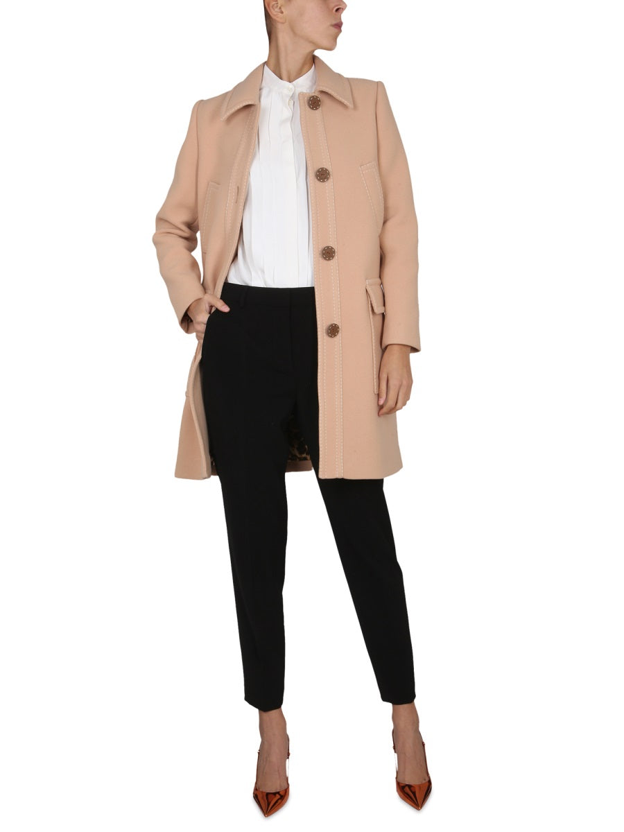 BOUTIQUE MOSCHINO Classic Virgin Wool Trench Jacket for Women