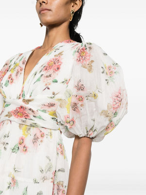 ZIMMERMANN Floral Print Pleated Mini Dress