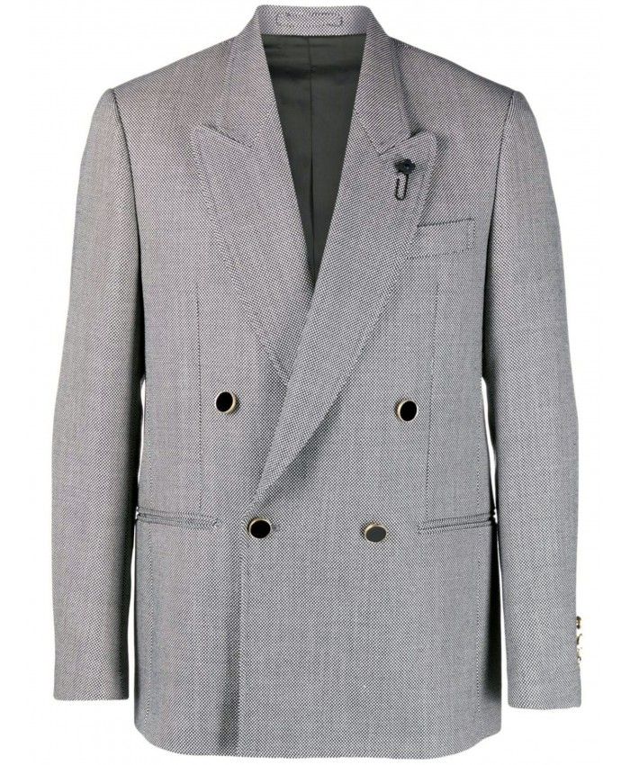 LARDINI Classic Double-Breasted Wool Jacket in Grey for Men