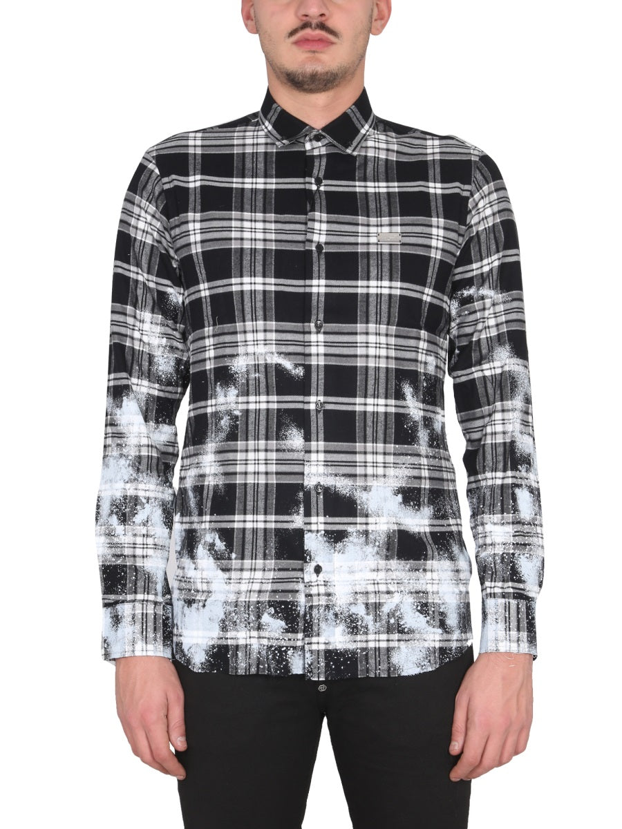 PHILIPP PLEIN Men's Tartan Patterned Shirt