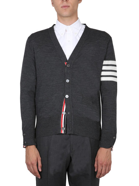 THOM BROWNE Regular Fit Cardigan with Intarsia 4-Bar Design - Size 3