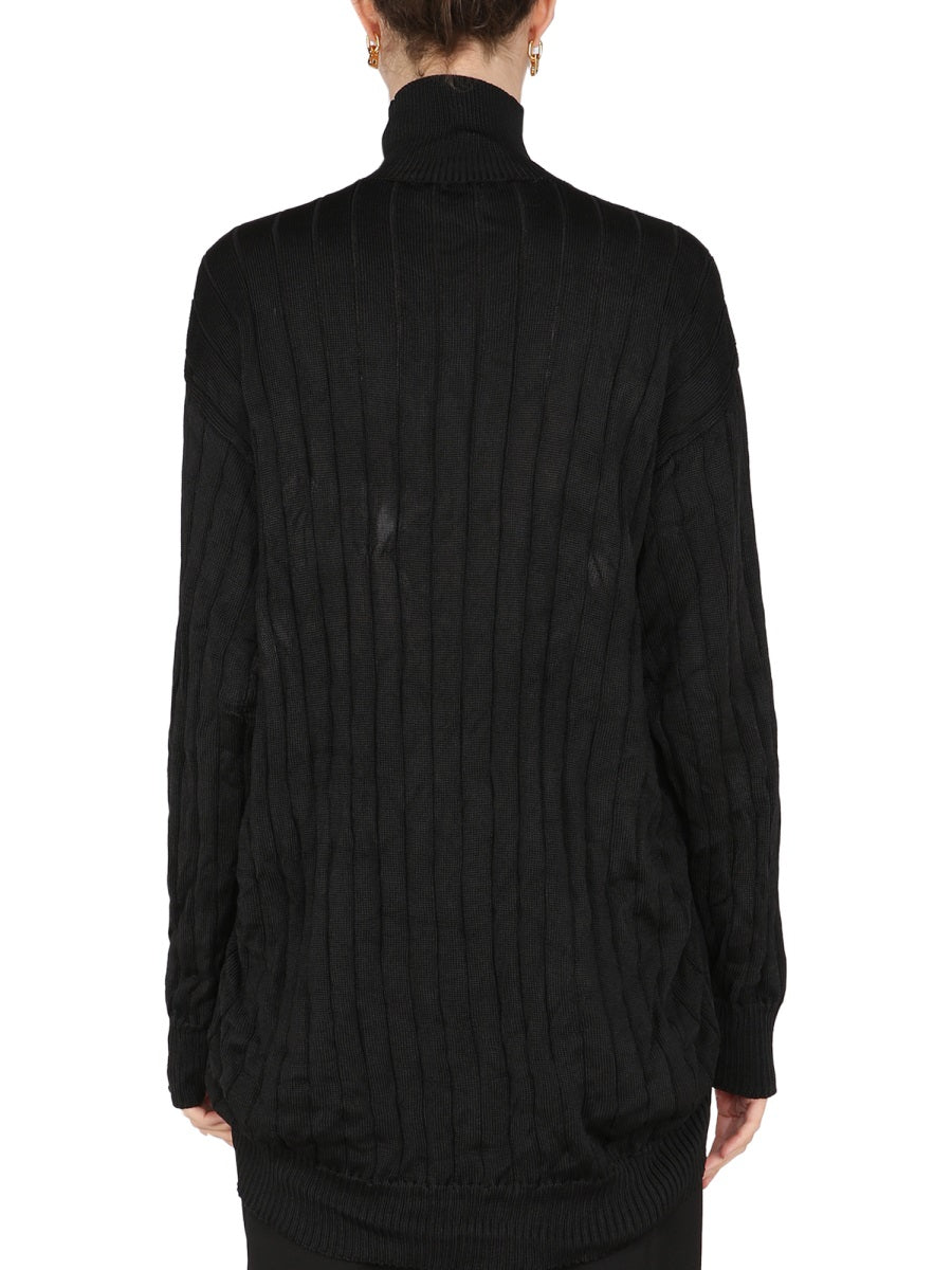 BALENCIAGA Oversized Turtleneck Silk Pullover