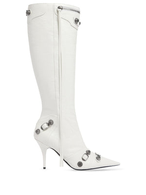 BALENCIAGA Knee-High Leather Boots with Bold Details