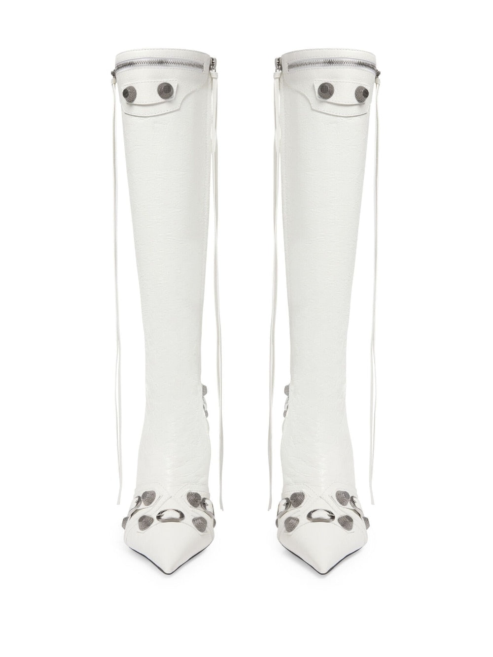 BALENCIAGA Knee-High Leather Boots with Bold Details