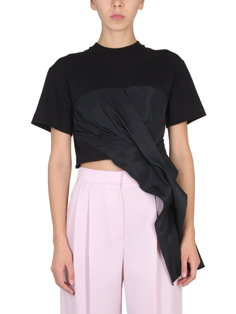 ALEXANDER McQUEEN Draped Hybrid T-Shirt with Side Zipper - Women's SS23