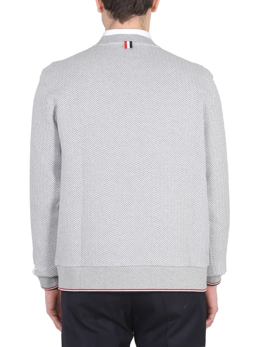 THOM BROWNE Herringbone Cross-Neck T-Shirt