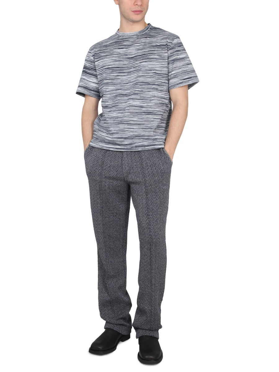 MISSONI Chevron Patterned Trousers with Elastic Waistband - Men's Pants