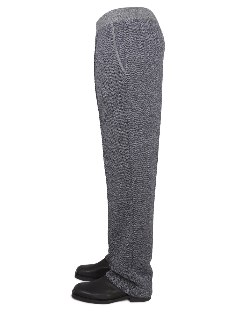 MISSONI Chevron Patterned Trousers with Elastic Waistband - Men's Pants