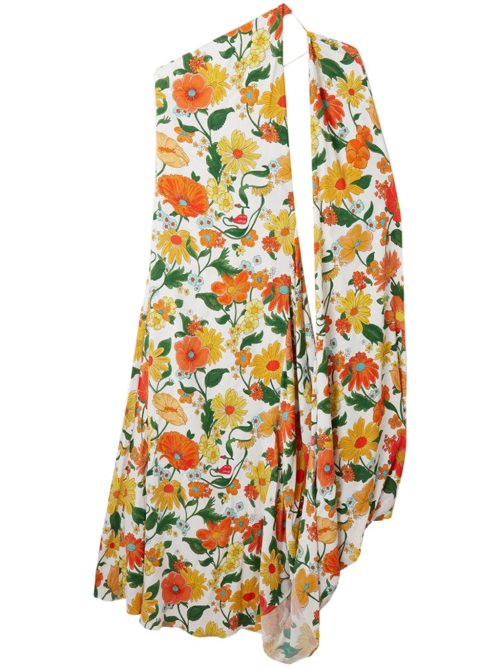 STELLA MCCARTNEY Floral Print One-Shoulder Long Dress