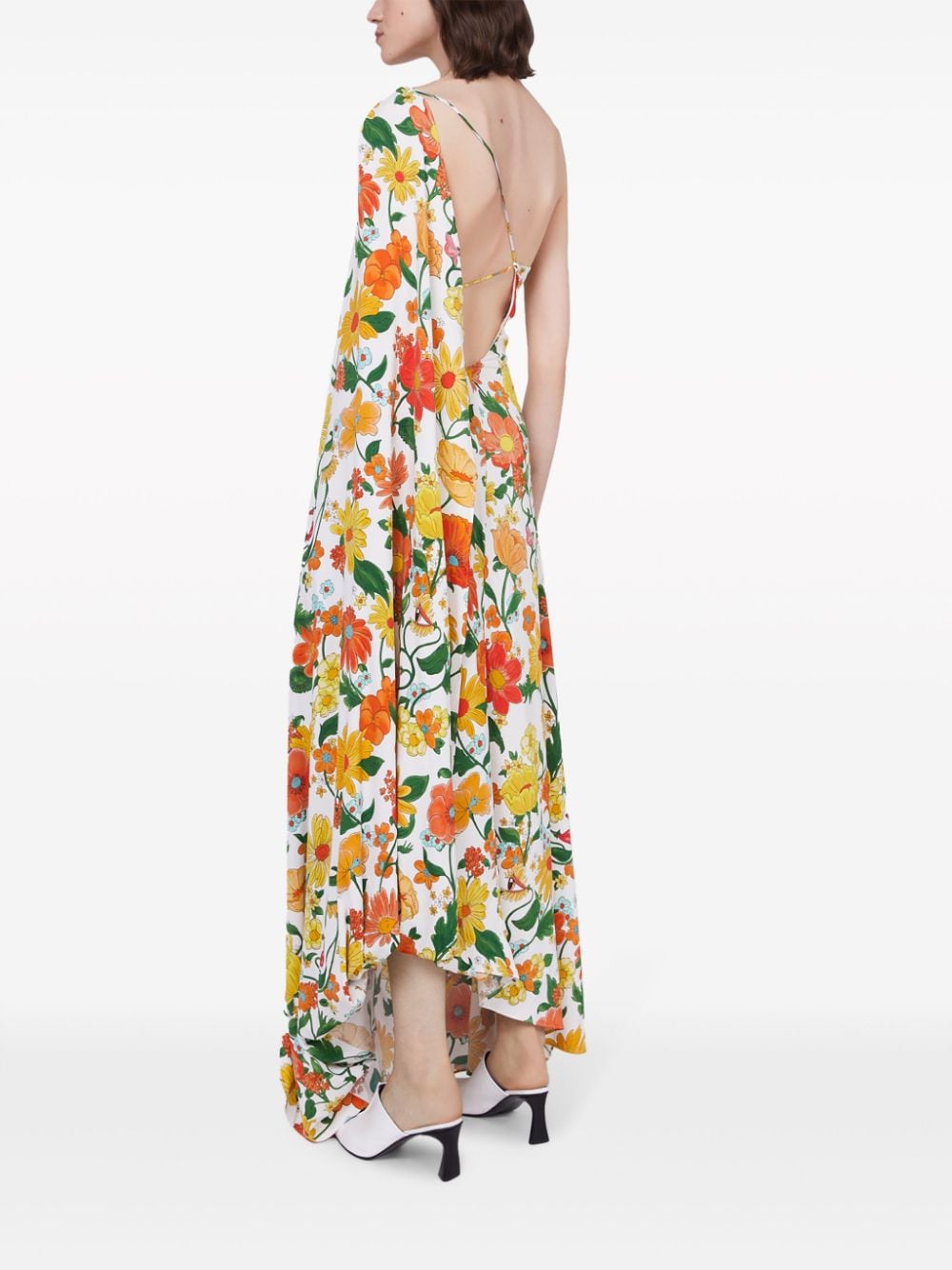 STELLA MCCARTNEY Floral Print One-Shoulder Long Dress