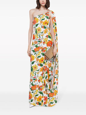 STELLA MCCARTNEY Floral Print One-Shoulder Long Dress