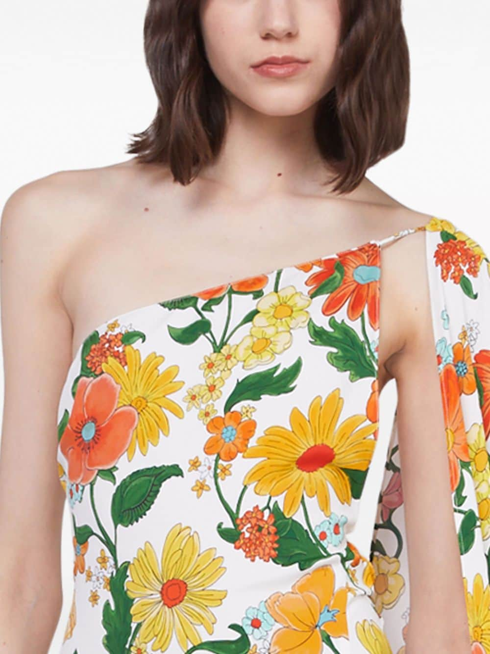 STELLA MCCARTNEY Floral Print One-Shoulder Long Dress