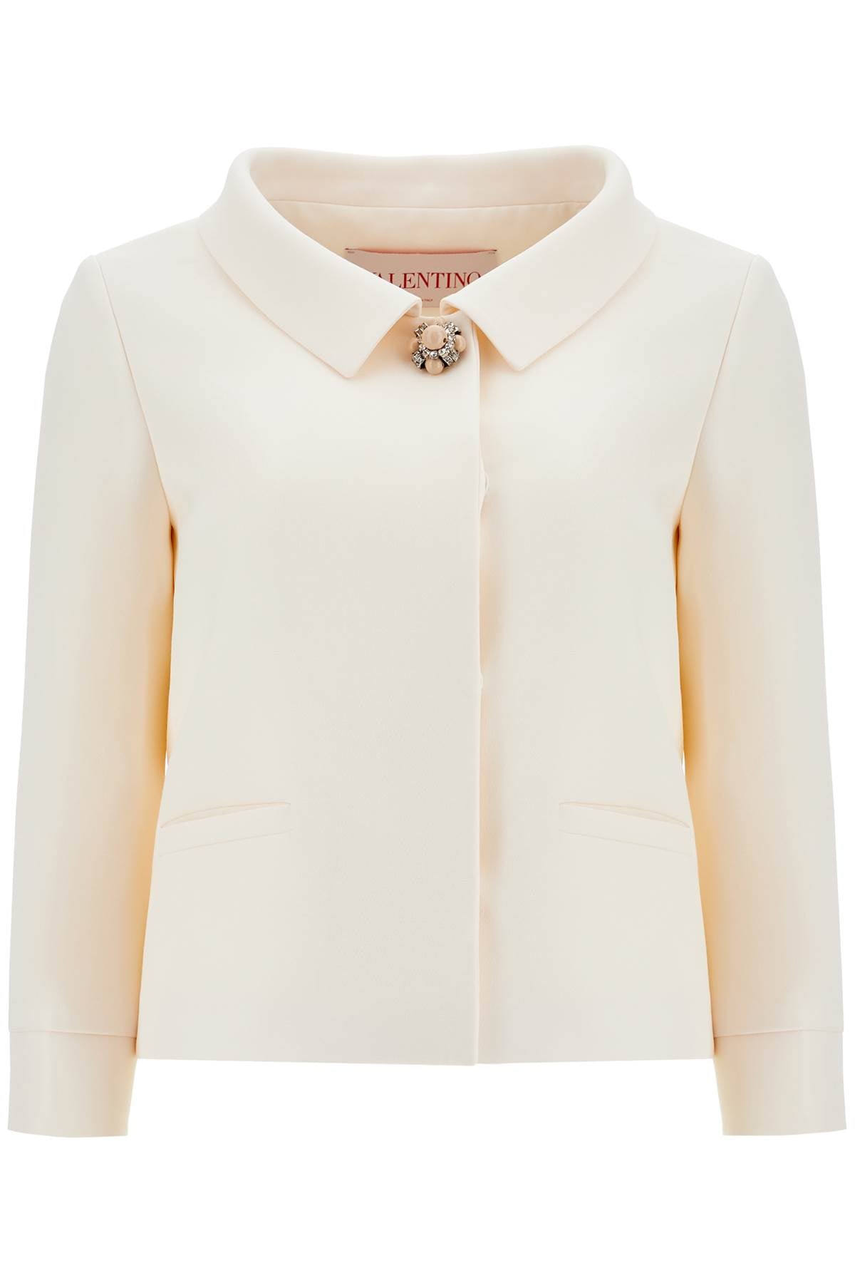 VALENTINO Short Natural Jacket with Brooch Detail