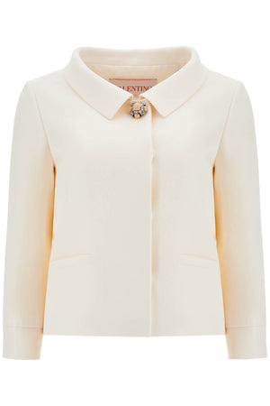 VALENTINO Short Natural Jacket with Brooch Detail