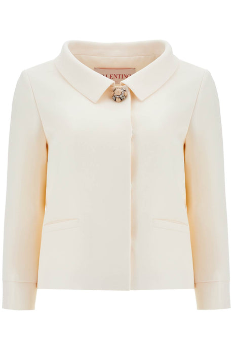 VALENTINO Short Natural Jacket with Brooch Detail