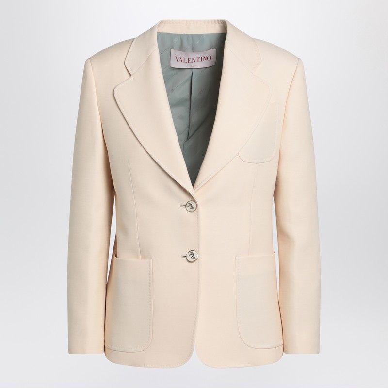 VALENTINO Luxury Wool and Silk Tailored Single-Breasted Jacket