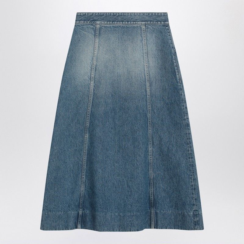 VALENTINO Washed Denim Midi Skirt