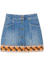 VALENTINO GARAVANI Medium Denim Skirt with Geometric Trim