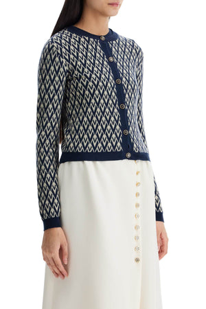 VALENTINO GARAVANI Jacquard Wool Cardigan - Regular Fit, XS