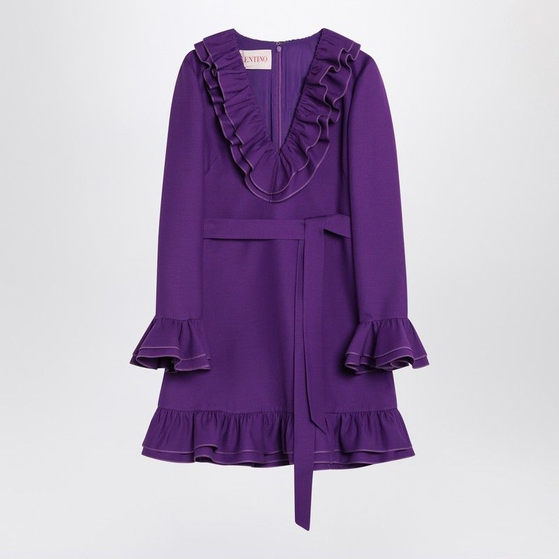 VALENTINO Elegant Mini Dress with Ruffles and Adjustable Waist