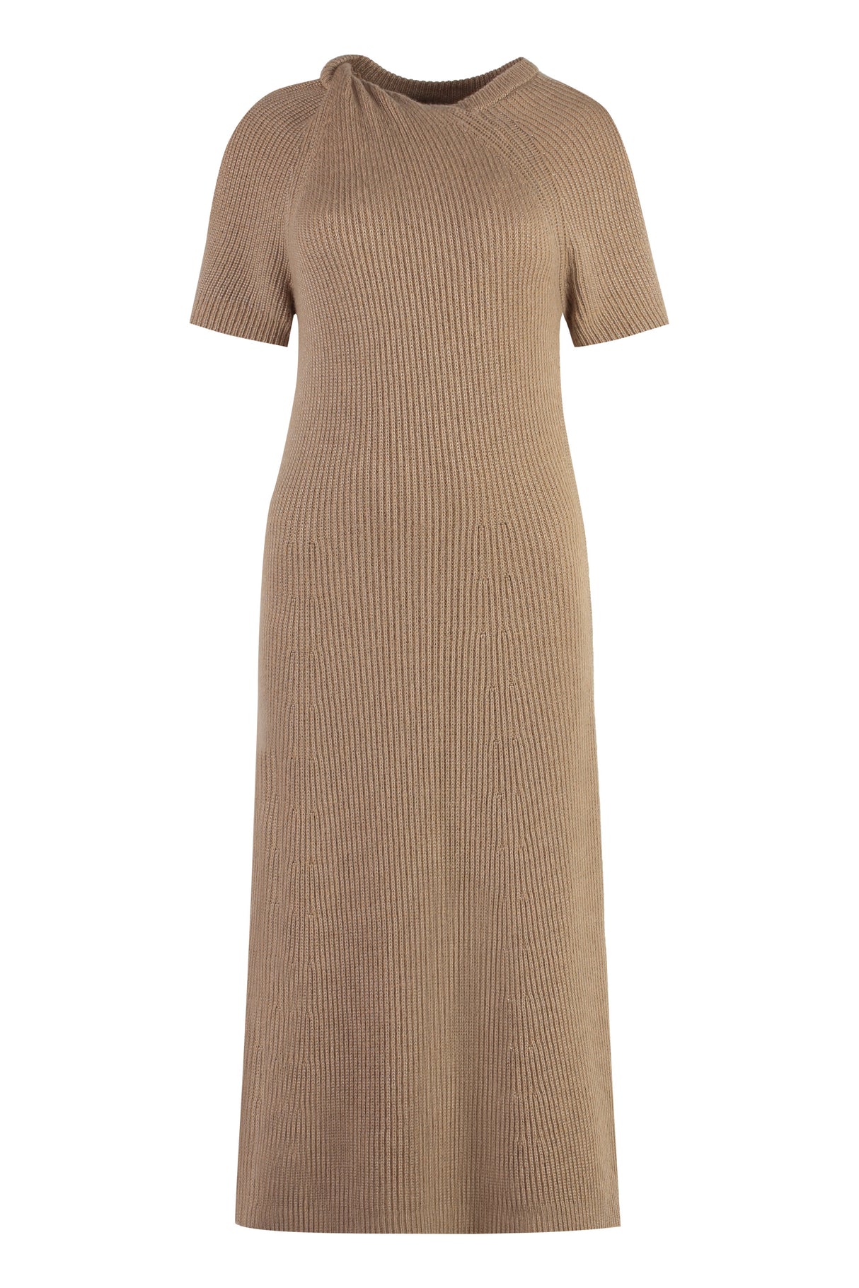 STELLA MCCARTNEY Ribbed Knit Midi Dress with Cold Shoulders