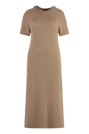 STELLA MCCARTNEY Ribbed Knit Midi Dress with Cold Shoulders