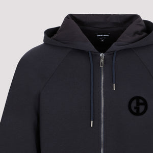 GIORGIO ARMANI Men's Velvet Effect Full Zip Hoodie