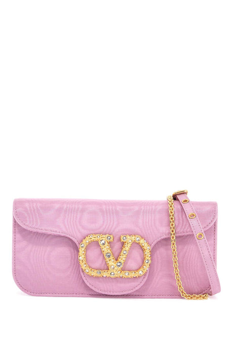 VALENTINO GARAVANI Mini Moire Fabric Clutch with Crystal Accent