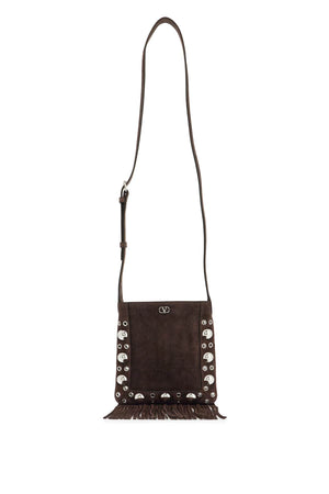 VALENTINO GARAVANI Mini Suede Crossbody Handbag with Studs and Fringe