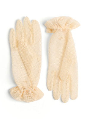 VALENTINO GARAVANI Natural Gloves with Golden Logo Lace for Women