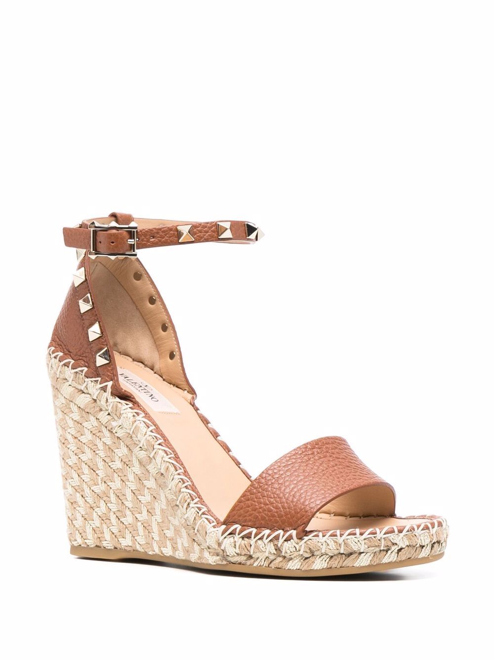 VALENTINO GARAVANI Esparto Wedge Sandals with Golden Studs