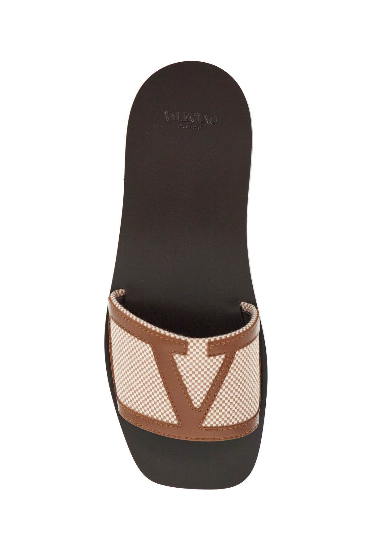 VALENTINO GARAVANI Women's Elegant Slide Slippers with Wide Check Pattern Strap