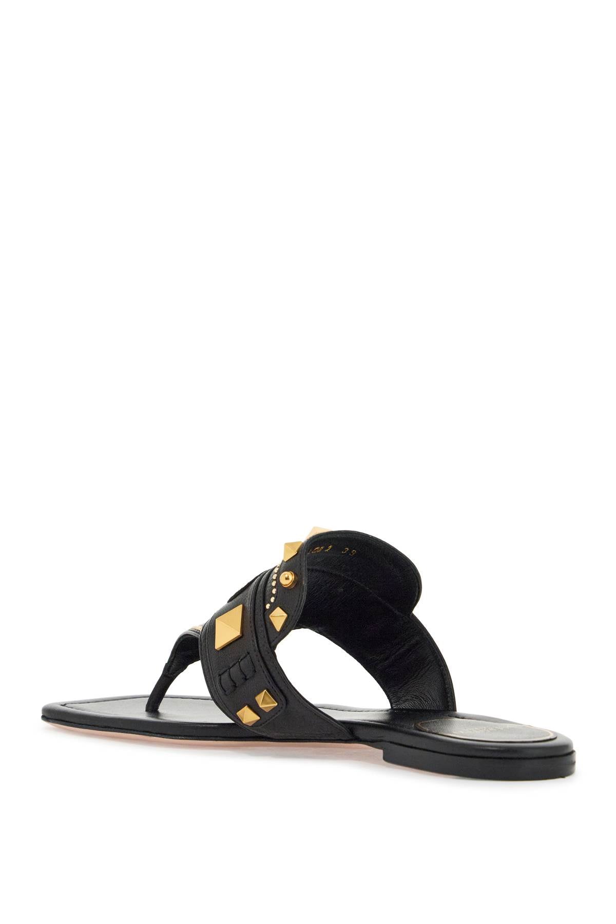 VALENTINO GARAVANI Mini Studded Black Buffalo Leather Flip-Flops