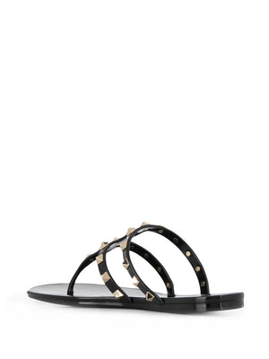 VALENTINO GARAVANI Flat Sandals with Golden Studs for Women